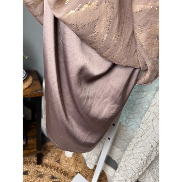 Gianni‎ Bini Metallic Silk Blend Shift Dress Brown Size Large - Picture 6 of 7